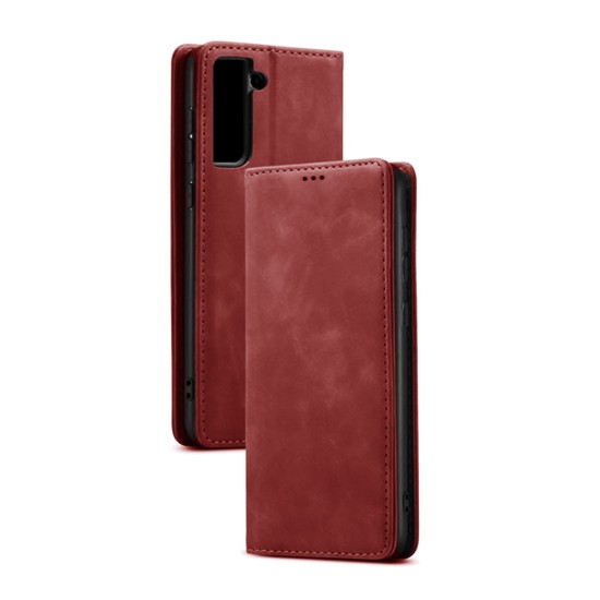 CAPA DE COURO COM BOLSO INTERNO PARA SAMSUNG GALAXY S21 PLUS VERMELHO